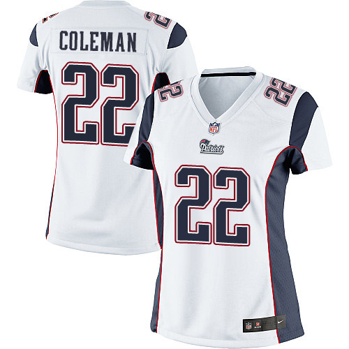 Women's Limited Justin Coleman Nike Jersey White Road - #22 NFL New England Patriots